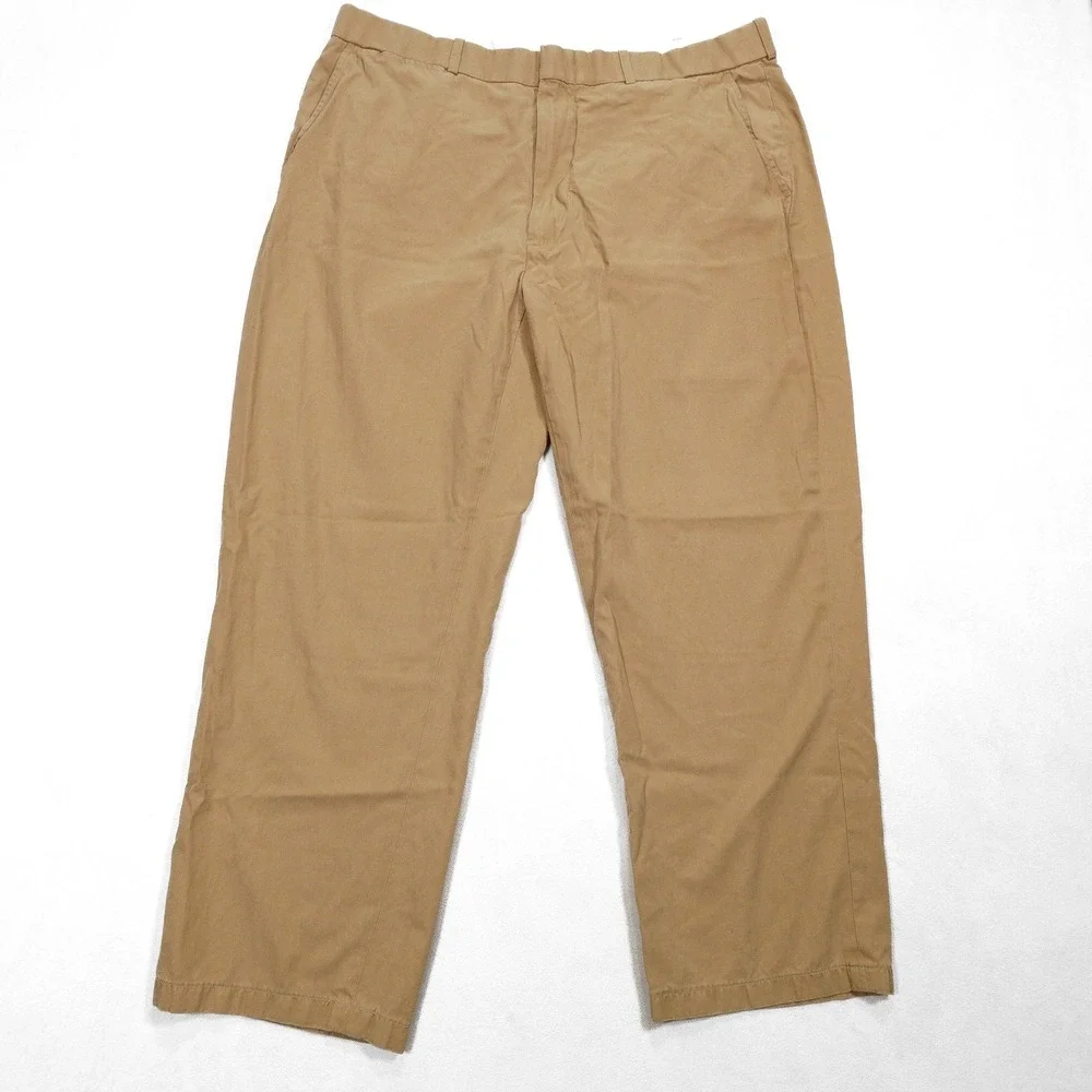 POLO RALPH LAUREN Men's Size 36x26 Khaki Silk Cotton Blend Flat Front Dress Pant